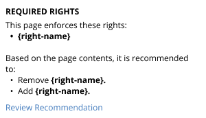 Rights Enforced, with ADD and REMOVE recomendation