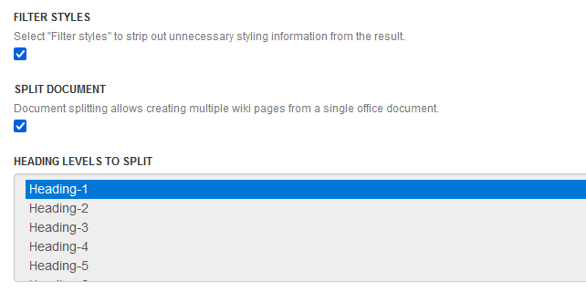 Heading levels to split don`t work - Help / Discuss - XWiki Forum